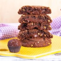 stack of chocolate stuffed chocolate cookies